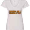 white v-neck t-shirt saying morning are a personal attack