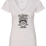 white v-neck t-shirt saying my brain needs a restart