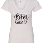 white alcohol v-neck t-shirt saying It's beer o' clock